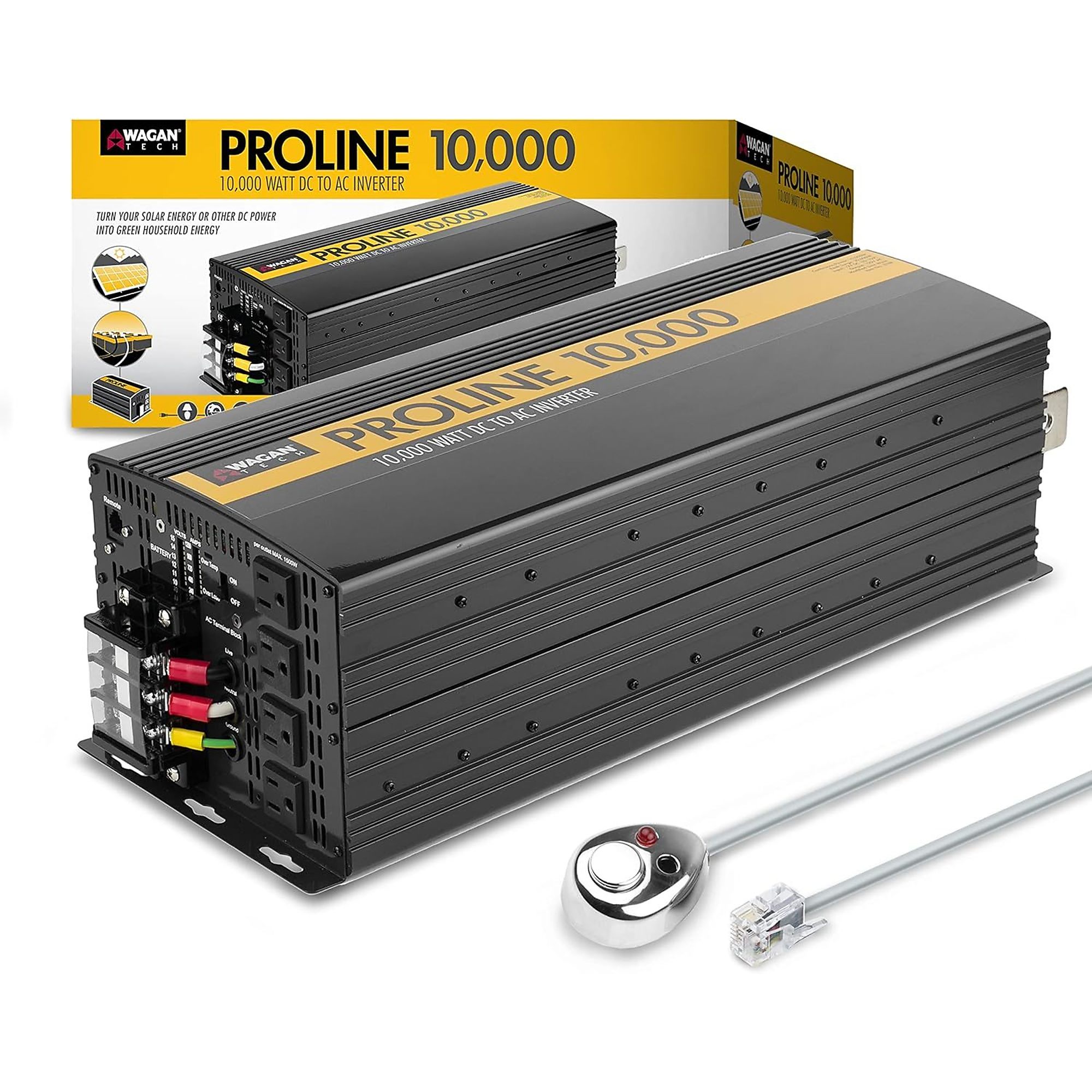 Wagan Tech, Proline 10000W Inverter + Remote, USB Ports (qty.) 0 AC Outlets (qty.) 4 Watts 10000 Model# 3748